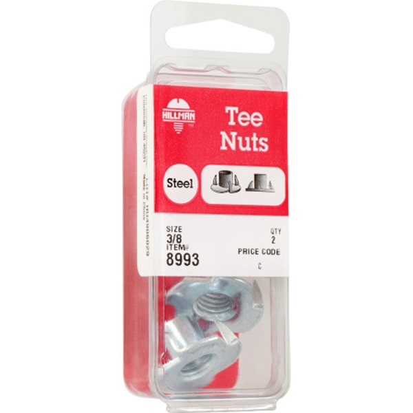 Pronged Tee Nut, Hillman, 3/8 in x 16, 2 pk - 4