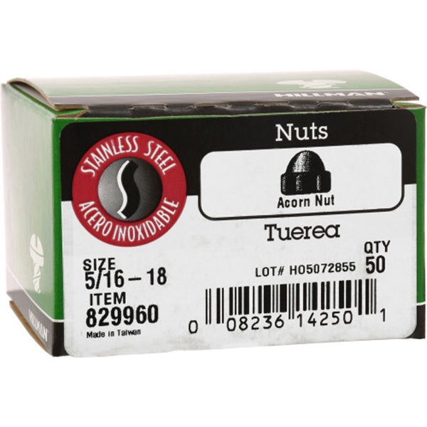 Acorn Nut, Hillman, #18-8, Stainless Steel, 5/16-18 - 3