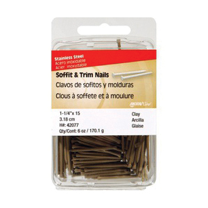 Hillman 42077 Trim Nail, 1-1/4 in L, Stainless Steel, Flat Head, Smooth Shank, Clay, 6 oz
