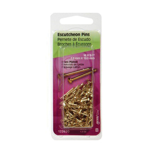 Hillman 122620 Escutcheon Pin, 16 ga Gauge, 3/4 in L, Brass, Smooth Shank