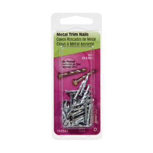 Hillman 122534 Trim Nail, 7/8 in L, Steel, Zinc, Flat Head, Twisted Shank, 1 oz