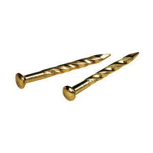 Hillman 122535 Trim Nail, 7/8 in L, Steel, Brass, Flat Head, Twisted Shank, 1 oz