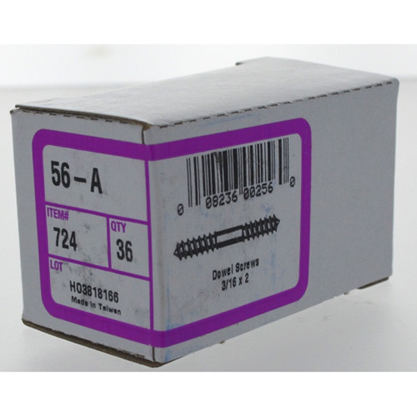 Dowel Screw, Hillman, Zinc-Plated, 3/16 in x 2 in - 3
