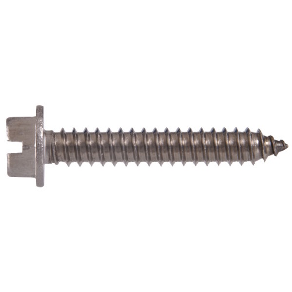 Sheet Metal Screw, Hillman, Stainless Steel, Slotted-Drive, Hex Washer-Head, #12 x 1 in, 2 pk - 2