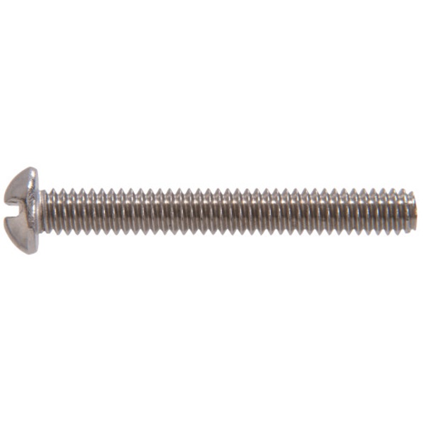 HILLMAN 955 Machine Screw, 1/4-20 Thread, 2 in L, Round Head, Slotted Drive, Stainless Steel, 10 PK - 2