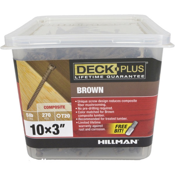 Power Pro 48449 Deck Screw, #10 Thread, 3 in L, Star Drive, Brown, 270/PK