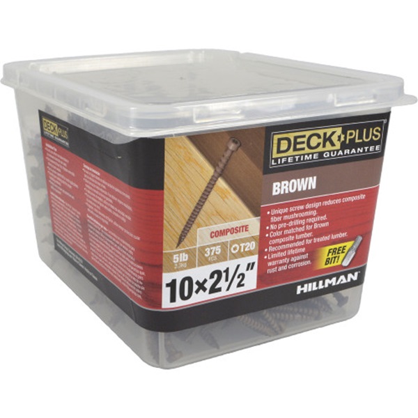 Power Pro 48449 Deck Screw, #10 Thread, 3 in L, Star Drive, Brown, 270/PK