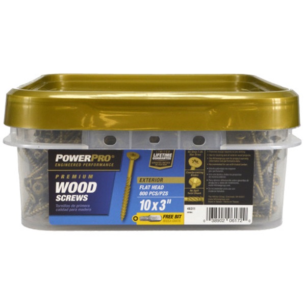 Power Pro 48311 Screw, #10 Thread, 3 in L, Star Drive, 800 PK