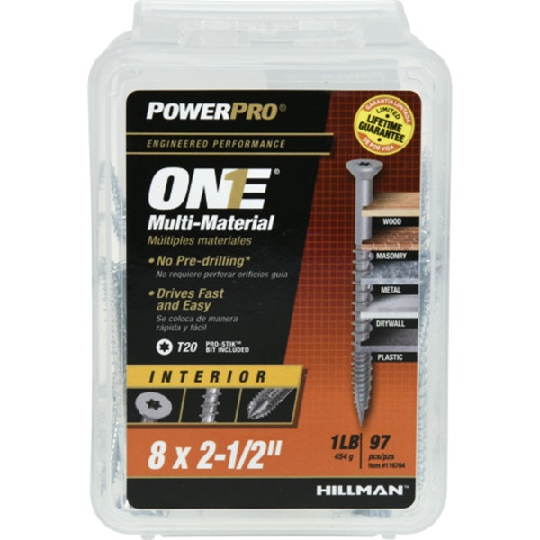 Screw, Power Pro, Star-Drive, Flat-Head, Serrated-Threads #8 x 2-1/2 in, 1 lb - 2