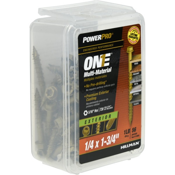 Screw, Power Pro, Star-Drive, Hex-Head, Serrated-Threads 1/4 in x 1-3/4 in, 1 lb - 5