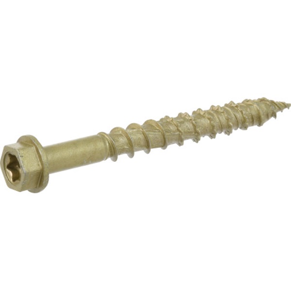 116905 Screw, 1/4 in Thread, 2-1/4 in L, Washer Head, Hex Drive, Bronze, 46 PK