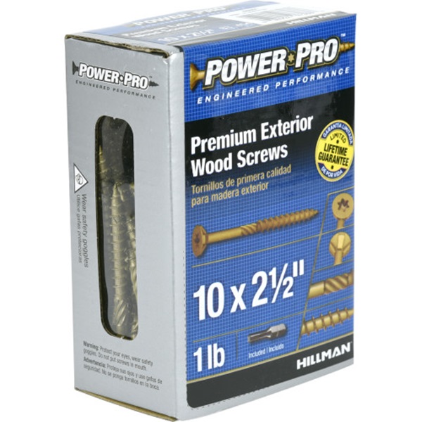 Premium Exterior Wood Screw, Power Pro, Star-Drive, Flat-Head, #10 x 2-1/2 in, 1 lb - 5