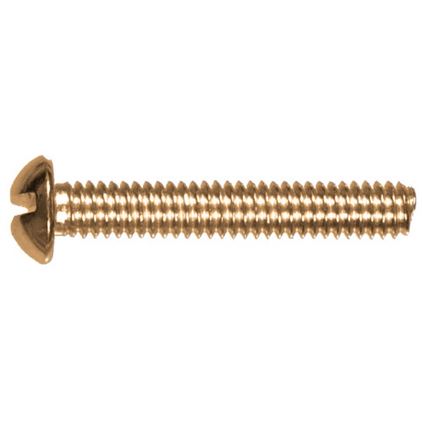 HILLMAN 1991 Machine Screw, #6-32 Thread, 1-1/4 in L, Coarse Thread, Round Head, Slotted Drive, Brass, 24 PK - 2