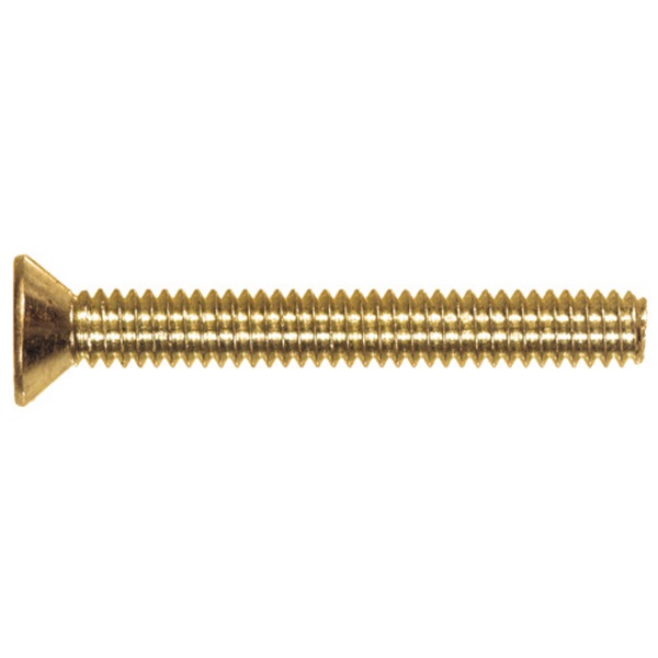 HILLMAN 2072 Machine Screw, #6-32 Thread, 3/8 in L, Coarse Thread, Flat Head, Slotted Drive, Brass, 40 PK - 2