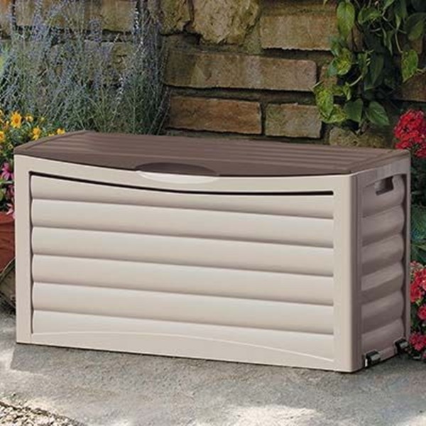 Suncast DB6300 Deck Box, 46 in W, 18 in D, 24 in H, Resin, Light Taupe