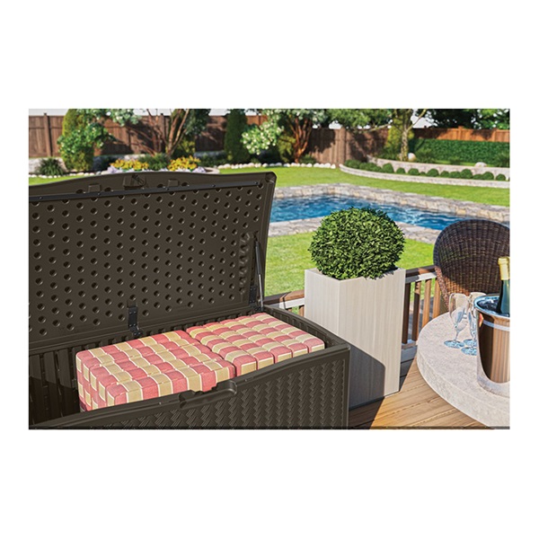 Suncast BMDB12000 Deck Box, 52-3/4 in W, 29 in D, 26 in H, Resin, Java