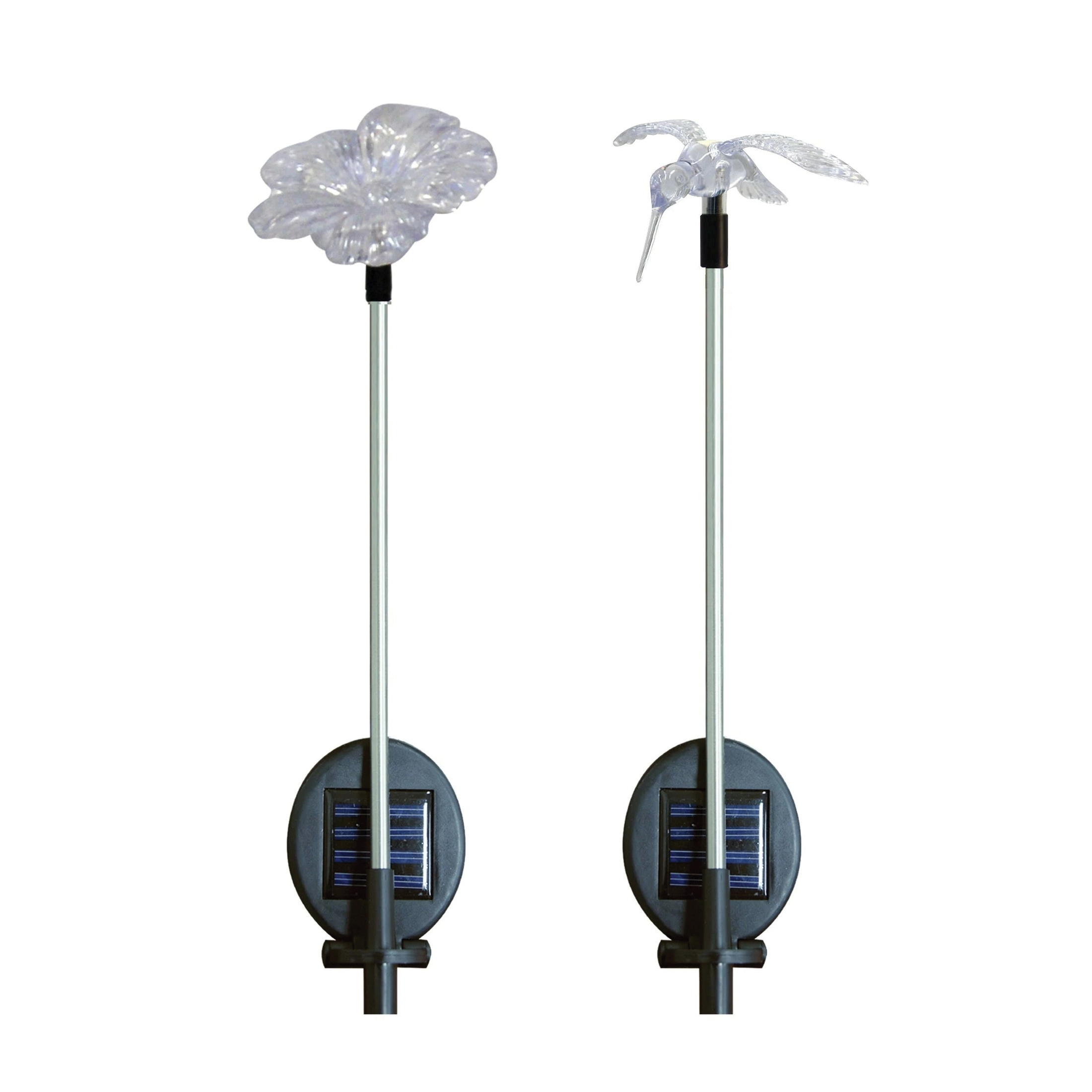 Alpine SLC103ABB Solar Stake, Flower, Hummingbird, Metal/Plastic