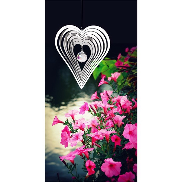 Woodstock Chimes Rainbow SHCH Shimmer, Crystal Heart, Crystal Glass, Polished Stainless Steel