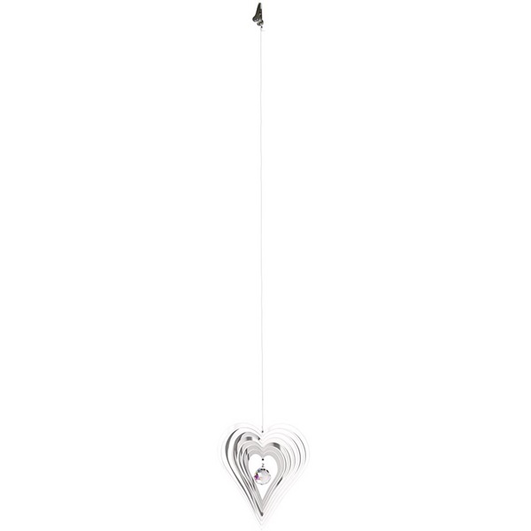 Woodstock Chimes Rainbow SHCH Shimmer, Crystal Heart, Crystal Glass, Polished Stainless Steel
