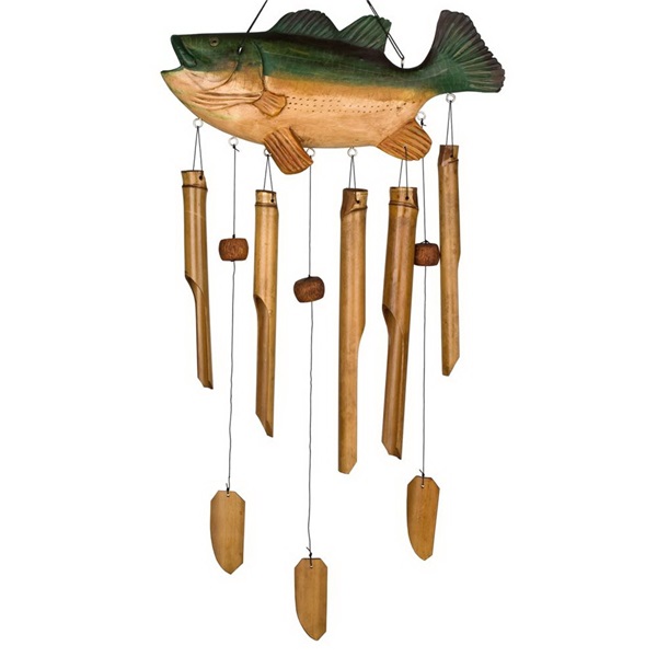 Asli Arts CBS336 Wind Chime, Bass Fish, Bamboo, Hanging Mounting