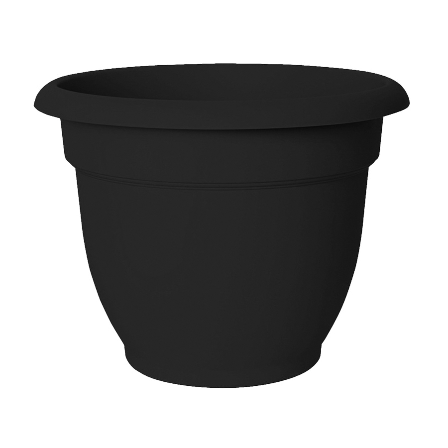 Ariana Series 20-56908 Planter, 8 in Dia, 6-3/4 in H, 8-3/4 in W, Ariana Design, Plastic, Black