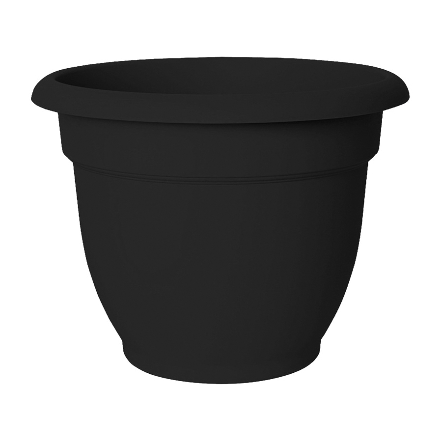 Ariana Series 20-56910 Planter, 10 in Dia, 8-1/2 in H, 8-1/2 in W, Ariana Design, Plastic, Black