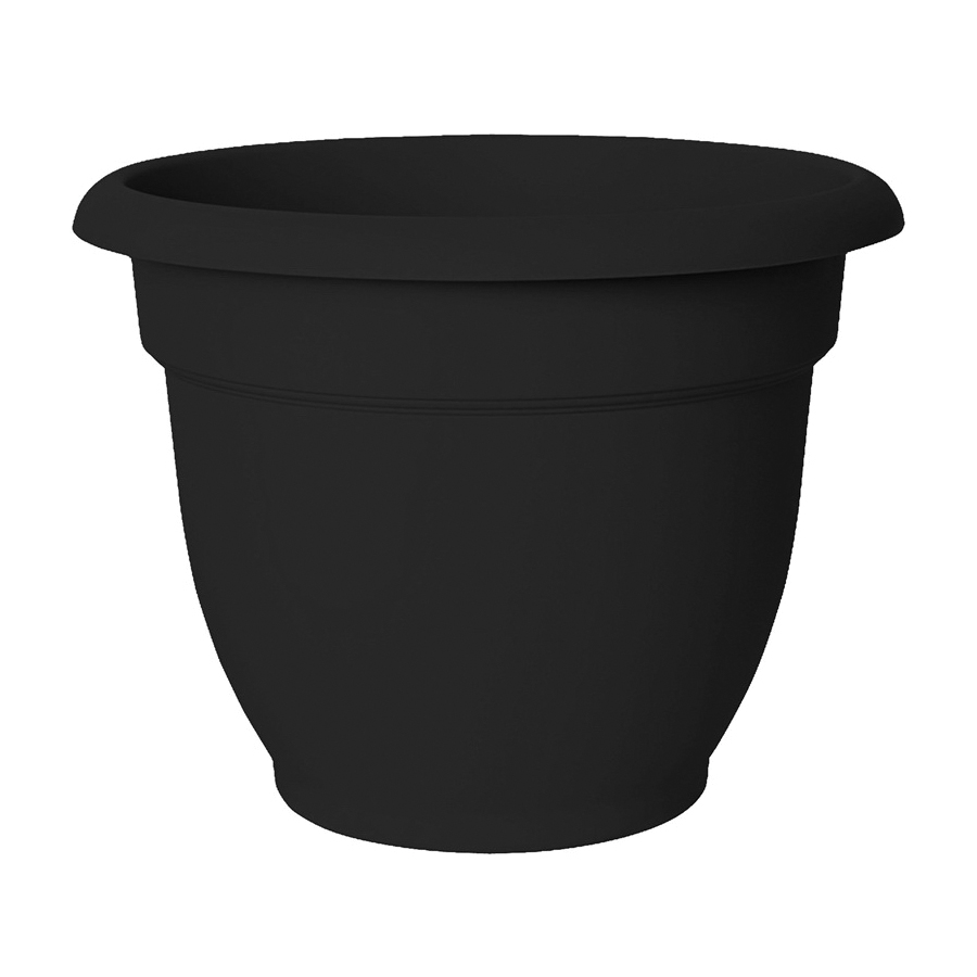 Ariana Series 20-56912 Planter, 12 in Dia, 10-1/4 in H, 13 in W, Ariana Design, Plastic, Black