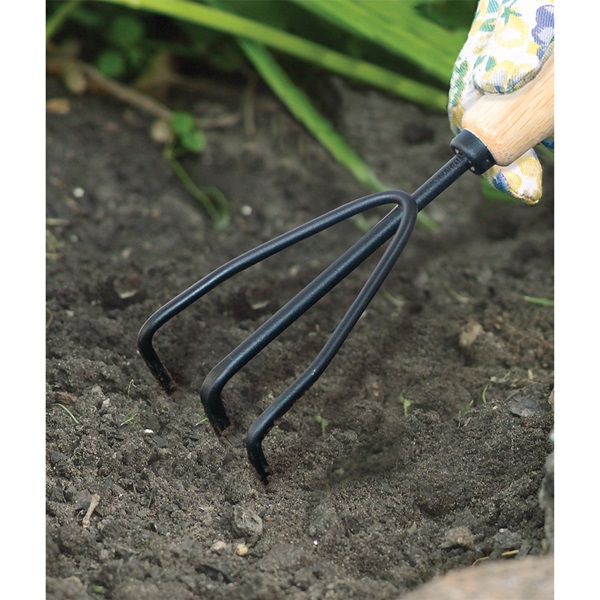 Hand Cultivator, Ames, 2.6 in W, 3-1/2 in L, 3-Tine, Hardwood Handle - 2
