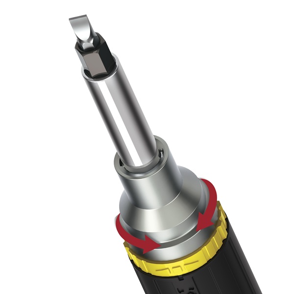 Klein Tools 32558 6-in-1 Ratcheting Screwdriver/Nut Driver, 7.891 in OAL, Rubber Handle