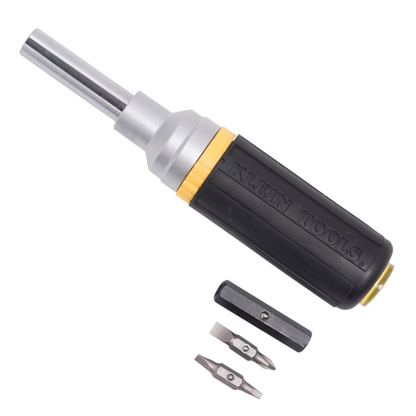 Klein Tools 32558 6-in-1 Ratcheting Screwdriver/Nut Driver, 7.891 in OAL, Rubber Handle