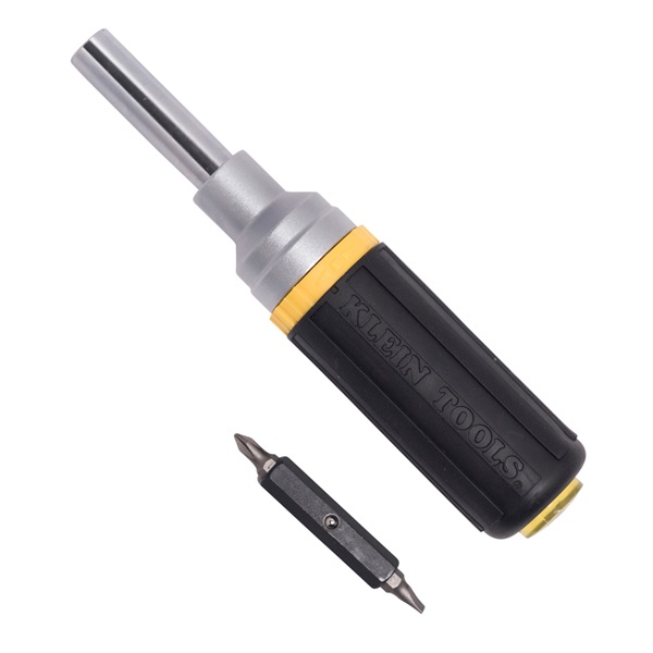 Klein Tools 32558 6-in-1 Ratcheting Screwdriver/Nut Driver, 7.891 in OAL, Rubber Handle