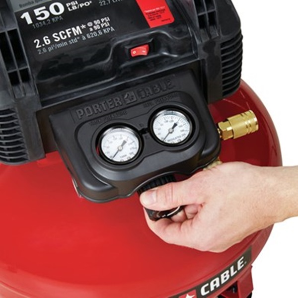 Porter-Cable C2002 Portable Electric Air Compressor, Tool Only, 6 gal Tank, 0.8 hp, 120 V, 150 psi Pressure, 1-Stage - 4