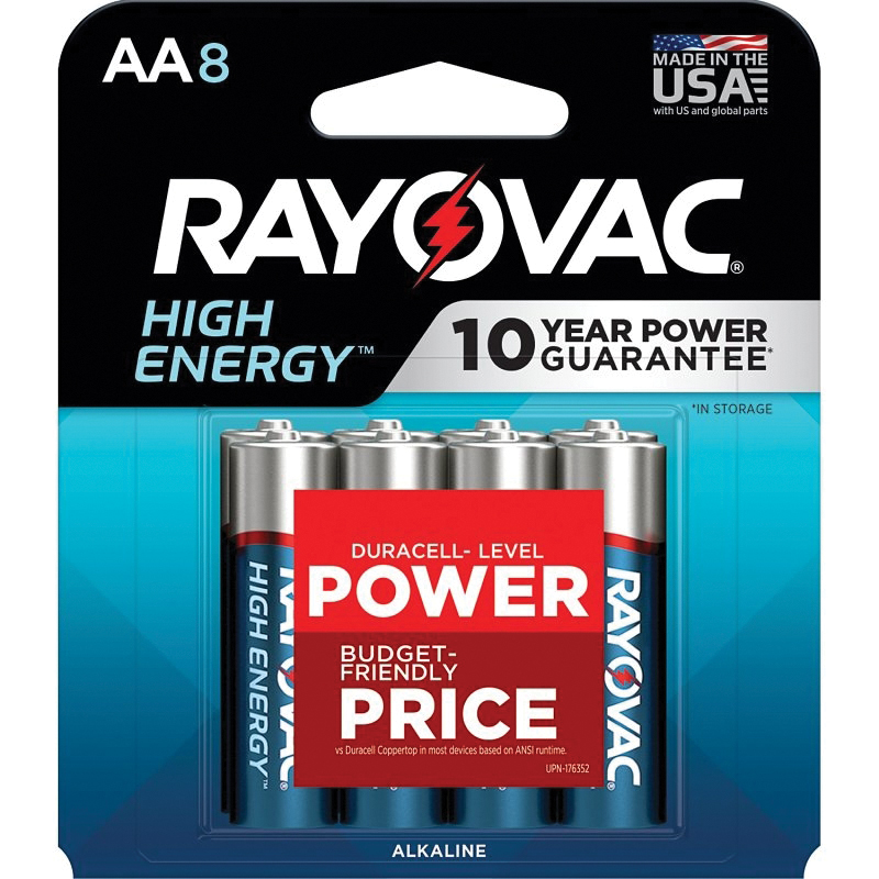 815-8J Battery, 1.5 V Battery, AA Battery, Alkaline, 8/PK