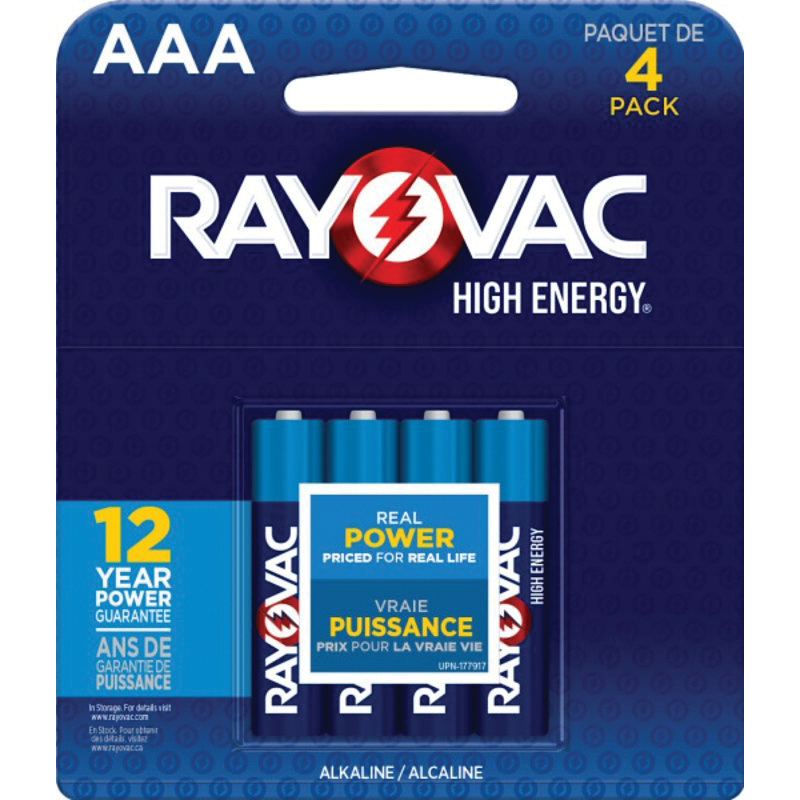 824-4J Battery, 1.5 V Battery, AAA Battery, Alkaline, Blue, 4/PK