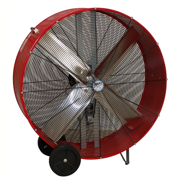 MaxxAir BF42BD RED Portable Drum Fan, 120 V, 2-Speed, Black/Red