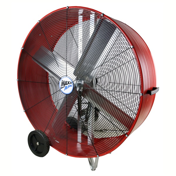 MaxxAir BF42BD RED Portable Drum Fan, 120 V, 2-Speed, Black/Red