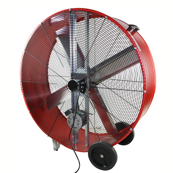 MaxxAir BF42BD RED Portable Drum Fan, 120 V, 2-Speed, Black/Red