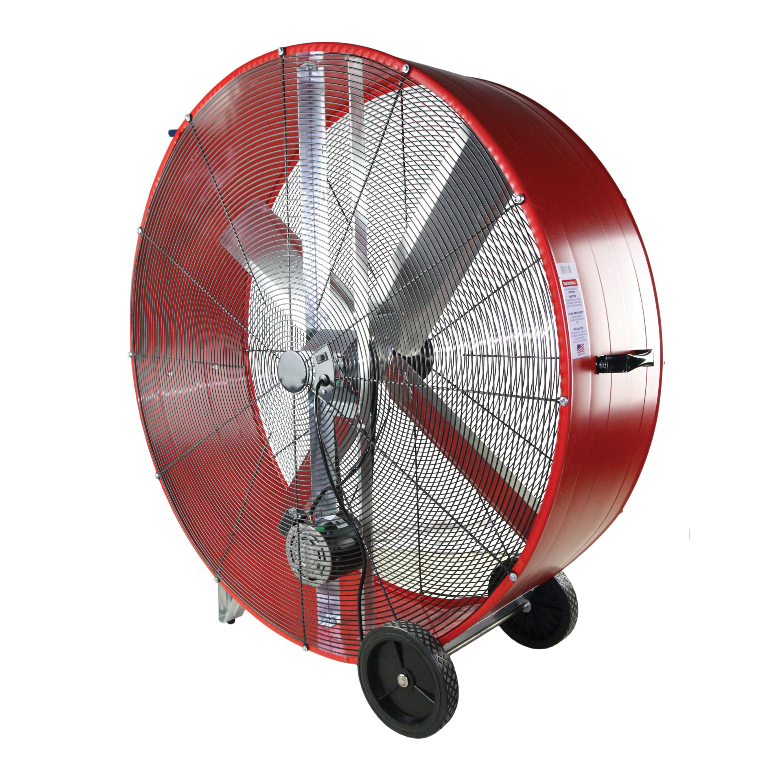 MaxxAir BF48BDRED Portable Drum Fan, 120 V, 2-Speed, 10,100 to 18,000 cfm Air, Black/Red - 3