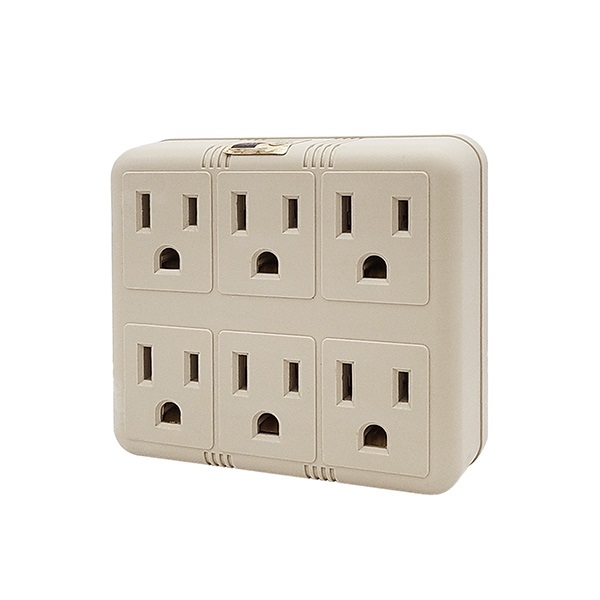 Uninex PS23U-IV Current Tap Outlet, 15 A, 125 V, 6 -Outlet, Ivory