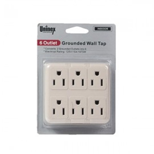 Uninex PS23U-IV Current Tap Outlet, 15 A, 125 V, 6 -Outlet, Ivory
