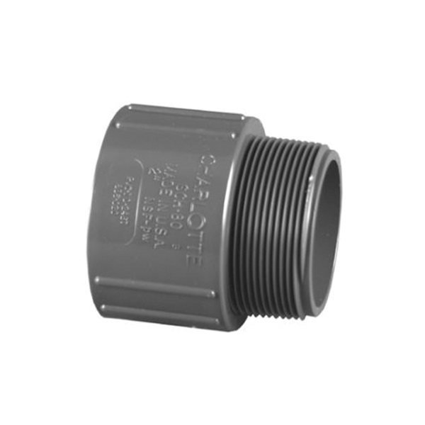 836-012 Pipe Adapter, 1-1/4 in, Socket x MPT, PVC, Gray, SCH 80 Schedule