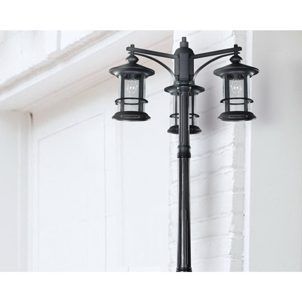 3-Light Post Light, Canarm, Treehouse, 82 in, Aluminum/Steel Fixture, Black - 2