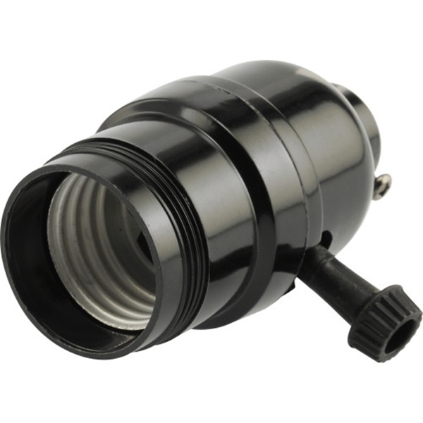 Hillman 884443 Phenolic Socket, Three-Way, 125 V, 250 W, Metal/Plastic Housing Material, Black