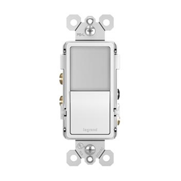 Radiant Night Light with 1-Pole 3-Way Switch, Legrand, 15 A, 120/125 V, Thermoplastic Fixture, White - 2