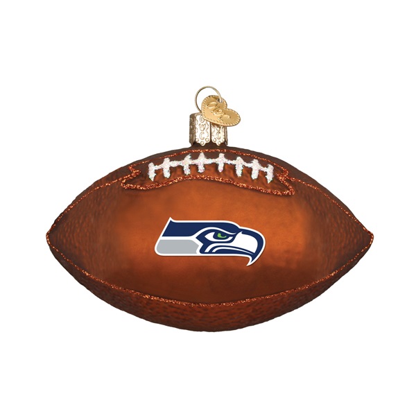 Old World Christmas 72900 Seattle Seahawks Football Ornament, 2-3/4 in H, Glass - 2
