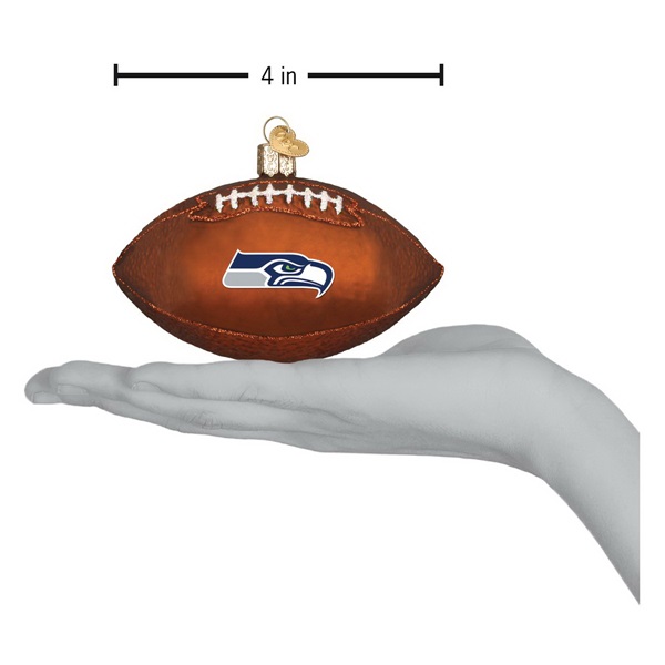 Old World Christmas 72900 Seattle Seahawks Football Ornament, 2-3/4 in H, Glass - 3