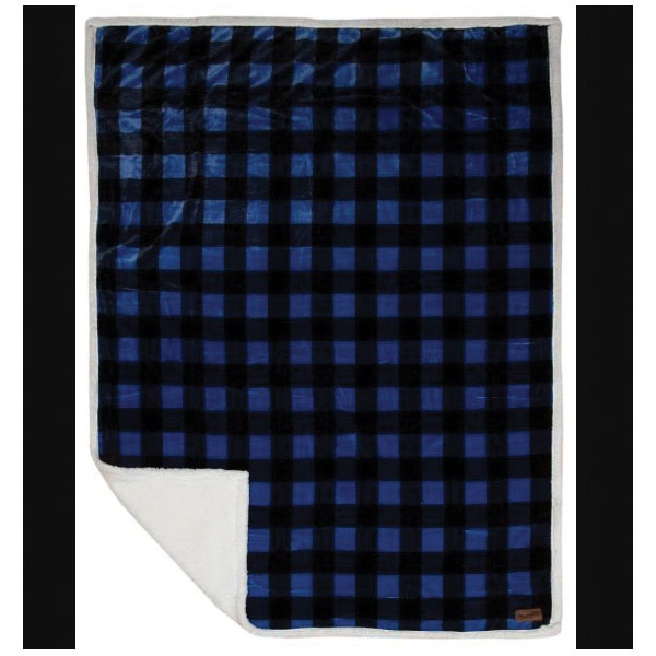 Carstens JW197 Lumberjack Throw Blanket, 68 in L, 54 in W, Buffalo Plaid Pattern, Polyester, Black/Blue - 2