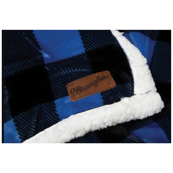 Carstens JW197 Lumberjack Throw Blanket, 68 in L, 54 in W, Buffalo Plaid Pattern, Polyester, Black/Blue - 4