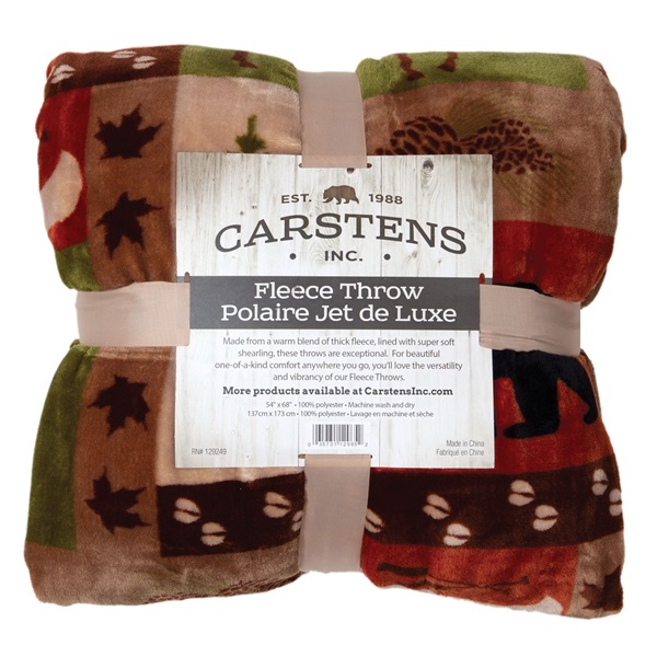 Carstens JP525 Throw Blanket, 68 in L, 54 in W, Patchwork Lodge Pattern, Polyester, Multi-Color - 5
