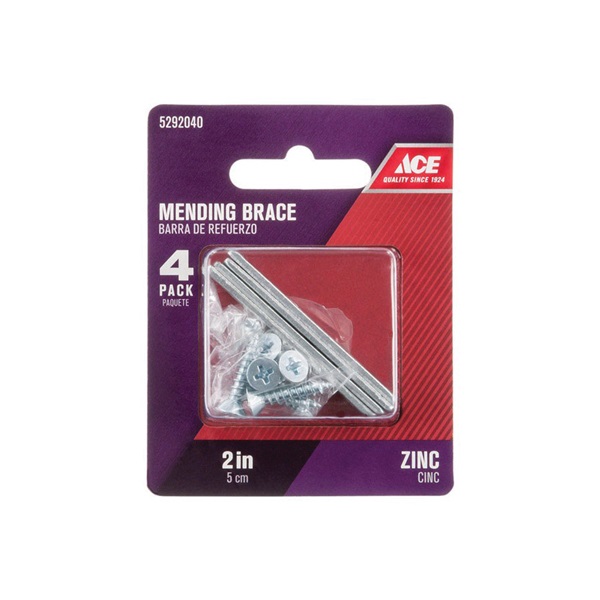ACE 01-3410-501 Mending Brace, 2 in L, 1/2 in W, Zinc - 1